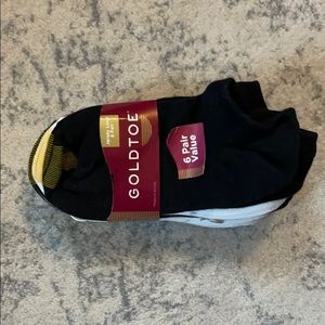 NWT Goldtoe Jersey Liner Blk & White Socks - 6pr